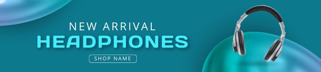 Ontwerpsjabloon van Ebay Store Billboard van Announcement of New Arrival Headphones