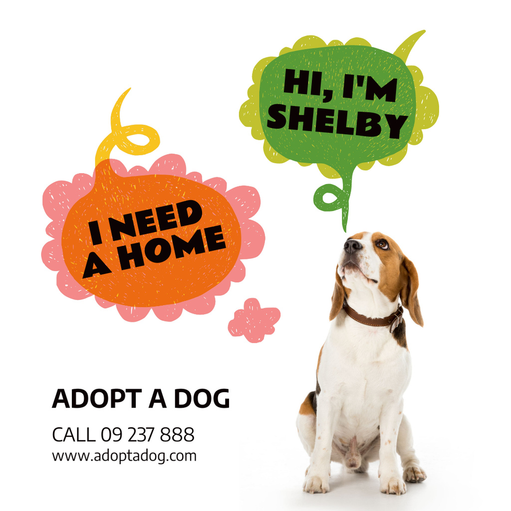Designvorlage Animal Shelter Announcement for Dog Adoption für Instagram