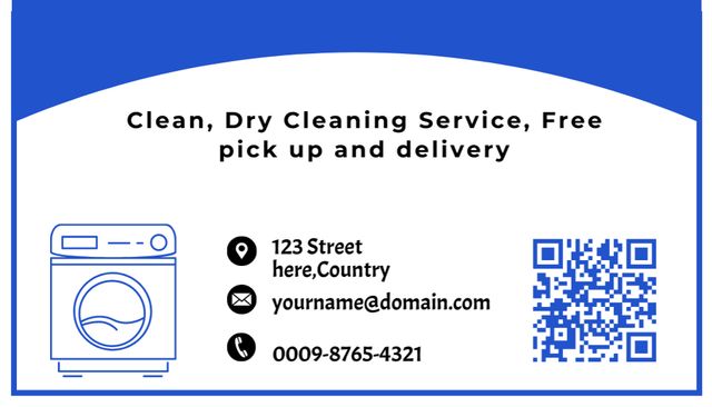 Offer of Laundry and Dry Cleaning Services with Free Delivery Business Card US – шаблон для дизайну