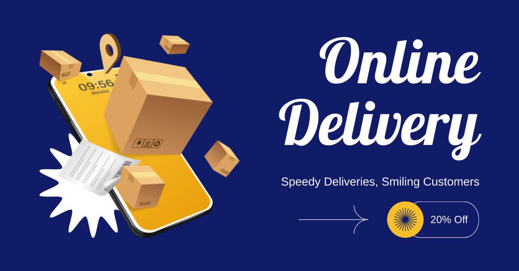 Delivery of Online Orders Facebook ADデザインテンプレート