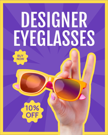 Modèle de visuel Remise sur les lunettes de soleil de créateurs à la main - Instagram Post Vertical