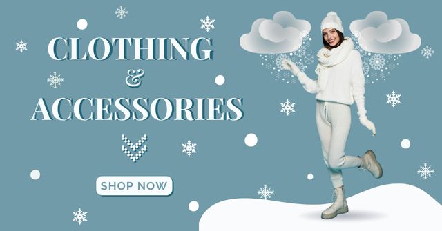 Szablon projektu Winter Clothes and Accessories for Women Facebook AD