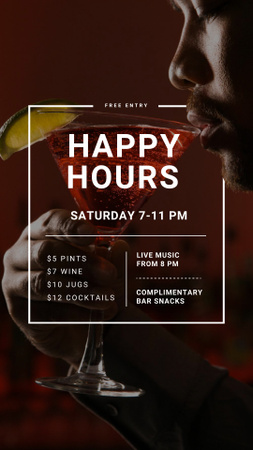 Man drinking cocktail Instagram Story Design Template