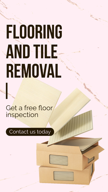 Amazing Flooring And Tile Removal Service With Free Inspection Instagram Video Story Πρότυπο σχεδίασης