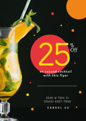 Bar Happy Hours Offer with Cold Cocktail in Glass