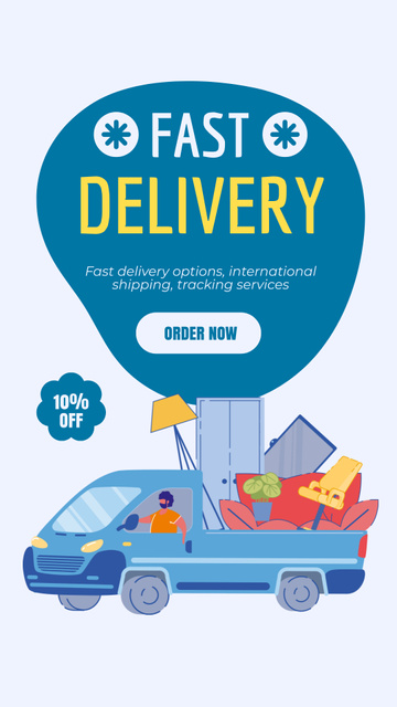 Designvorlage Discount on Fast Delivery of Stuff für Instagram Story
