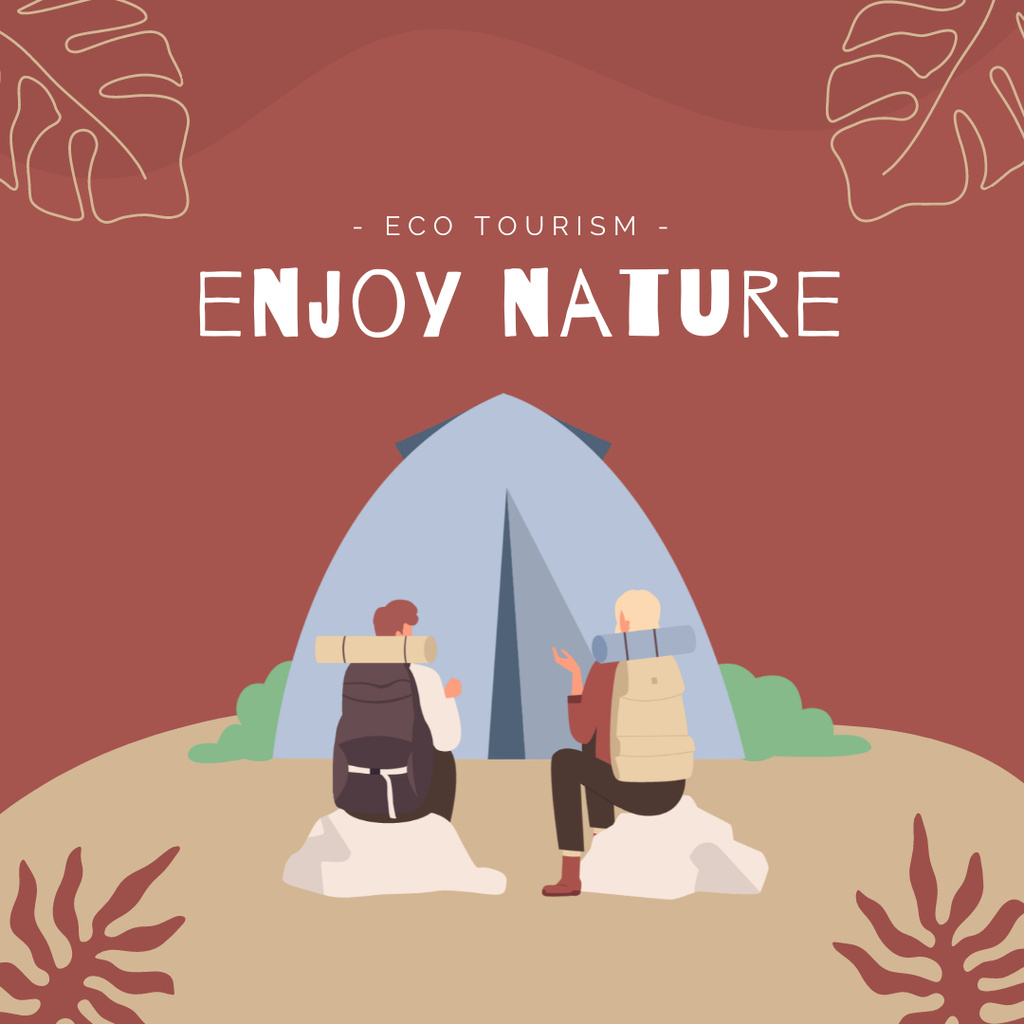 Inspiration for Eco Tourism with Tent Instagram Design Template
