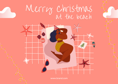 Ontwerpsjabloon van Postcard van Sand Volleyball for Christmas in July