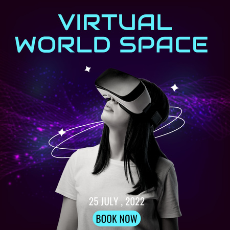 Designvorlage Girl in Virtual Reality Glasses für Instagram AD