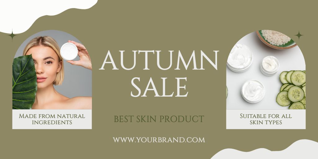 Designvorlage All Skin Types Natural Face Cream Autumn Sale Offer für Twitter