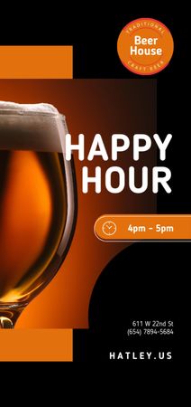 Happy Hour Offer Beer in Glass Flyer DIN Large Design Template