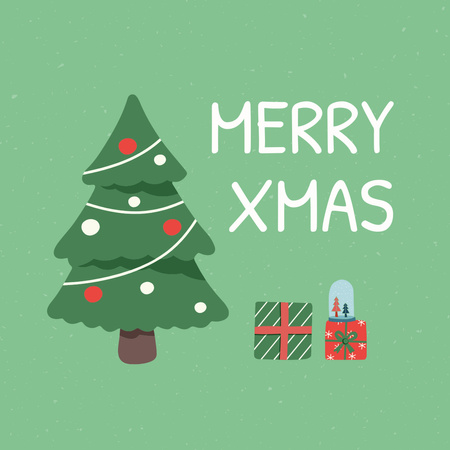 Christmas Holiday Greeting with Presents Instagram Design Template