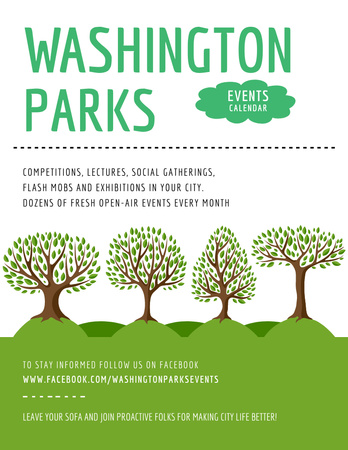 Park Event Announcement Green Trees Flyer 8.5x11in Modelo de Design