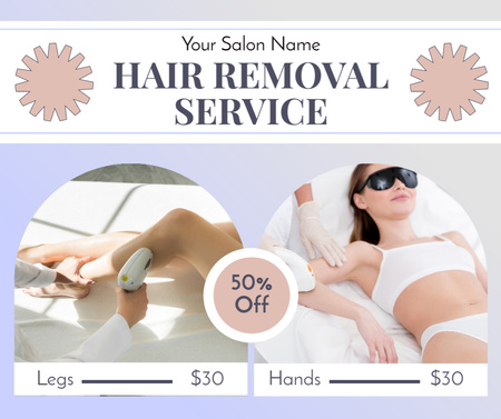 Discount for Laser Hair Removal of Legs and Hands Facebook Design Template