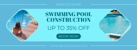 Offer Discounts for Construction of Swimming Pools Facebook cover Design Template