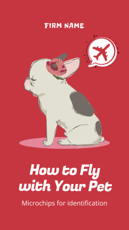 French Bulldog Sitting and Dreaming about Flying on Airplane Instagram Video Story Design Template