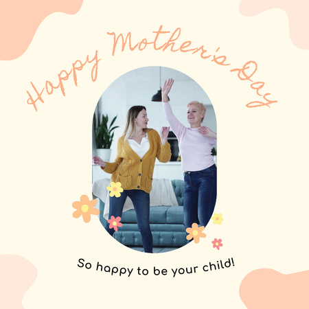 Mother's Day Greeting With Family Dancing Animated Post Design Template