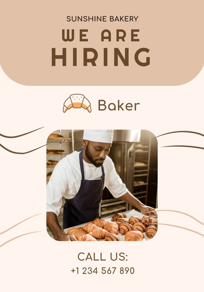 Baker Job Vacancy In Bakery Poster 28x40in Πρότυπο σχεδίασης