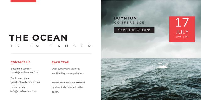 Ecology Conference Stormy Sea Waves Image – шаблон для дизайна