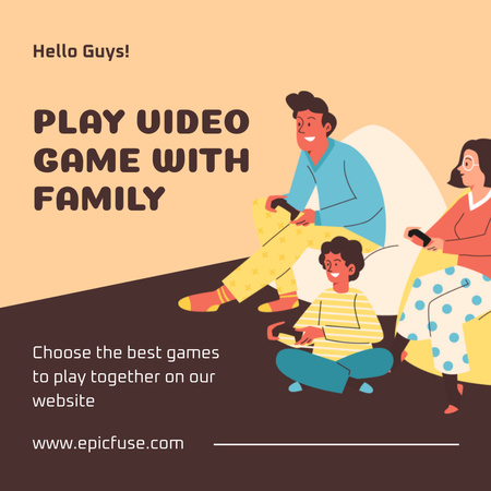 Family Plays Video Game Instagram Šablona návrhu