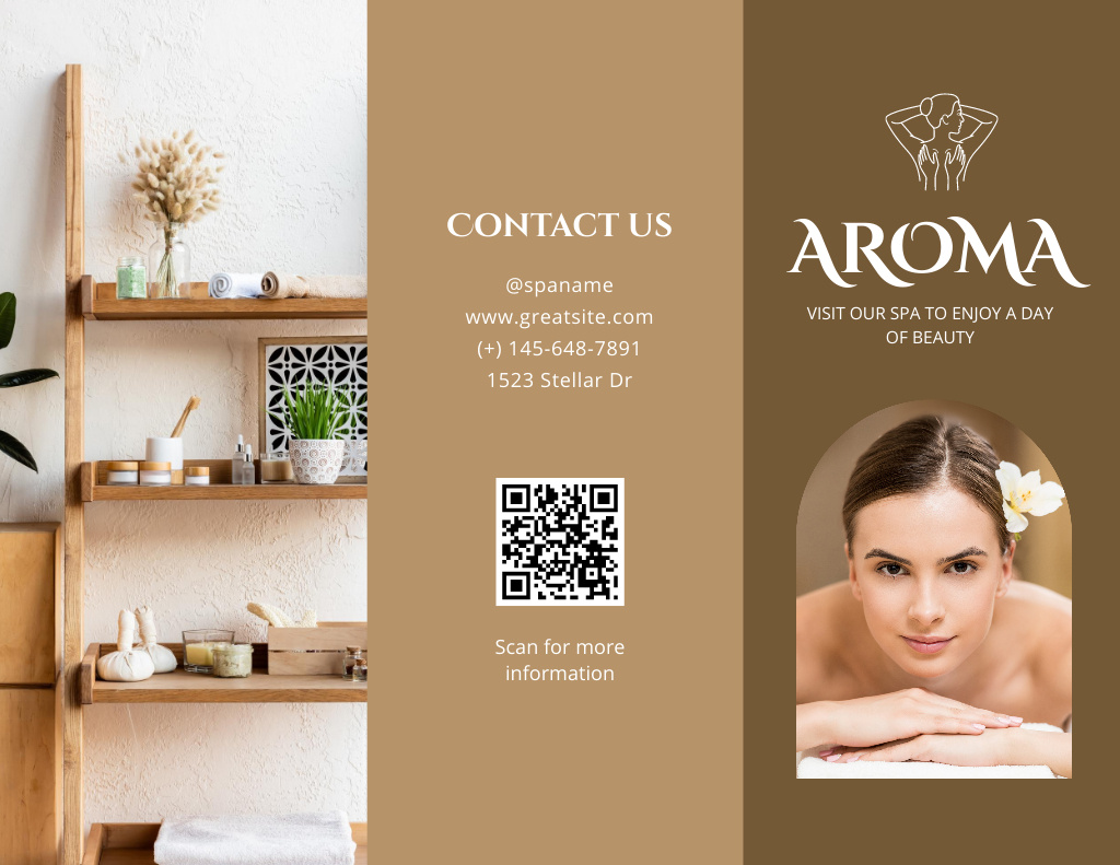 Spa Beauty Treatments Ad with Contacts Brochure 8.5x11in tervezősablon