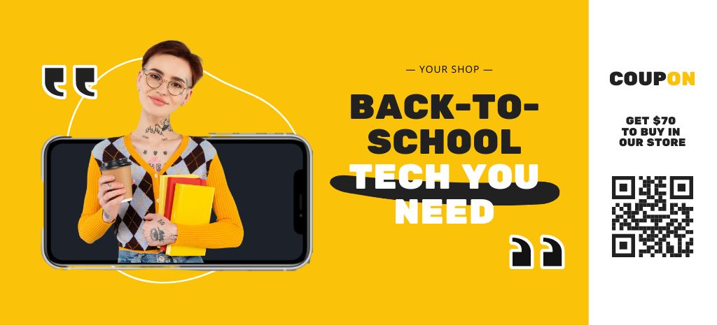 Back to School Sale Announcement with Student Coupon 3.75x8.25in Tasarım Şablonu