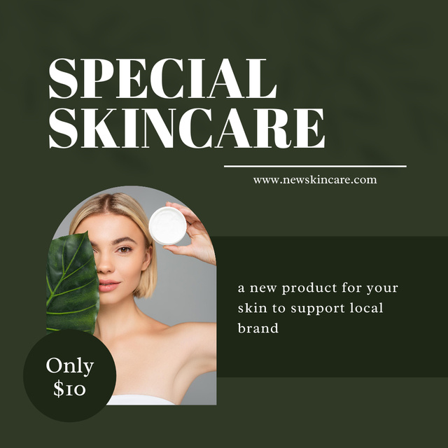 Fresh Skin Care Offerings In Green Instagram Πρότυπο σχεδίασης