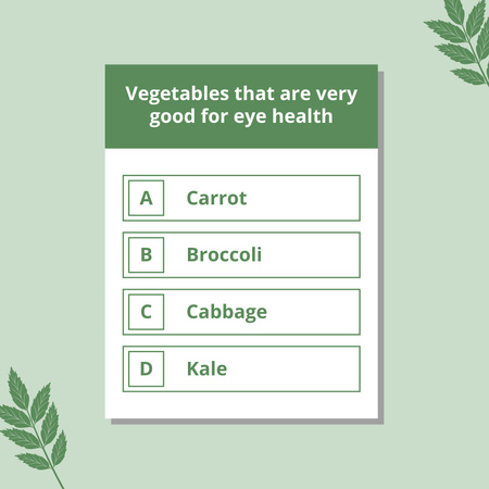 Тест об овощах для здоровья глаз Instagram – шаблон для дизайна