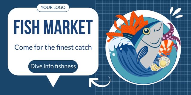 Offer of Finest Catch on Fish Market Twitter – шаблон для дизайну