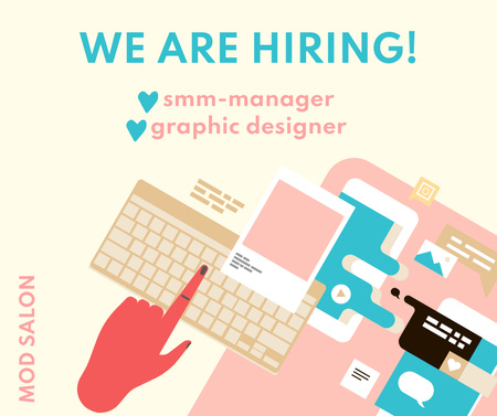 Hiring SMM Specialist and Graphic Designer Facebook tervezősablon