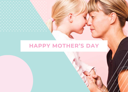 Happy Mother's Day With Mother And Daughter Postcard 5x7in – шаблон для дизайна