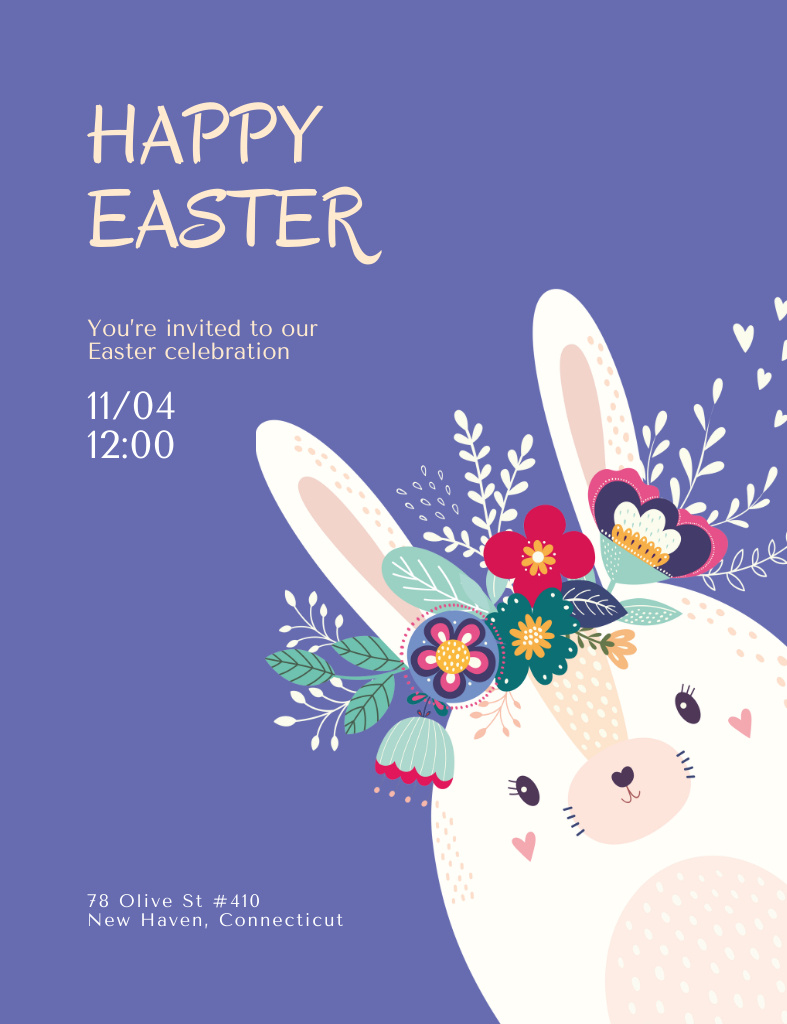 Happy Easter Holiday Celebration Invitation 13.9x10.7cm Tasarım Şablonu