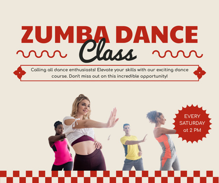 People training on Zumba Dance Class Facebook Design Template