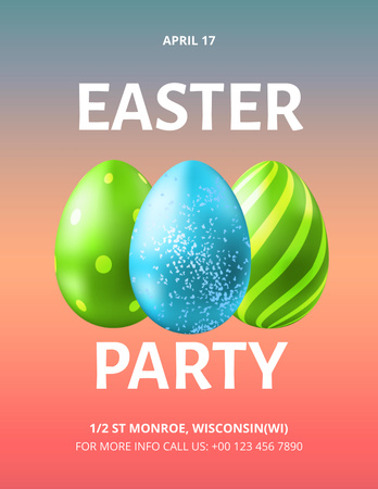 Platilla de diseño Easter Party Ad with Painted Eggs Flyer 8.5x11in
