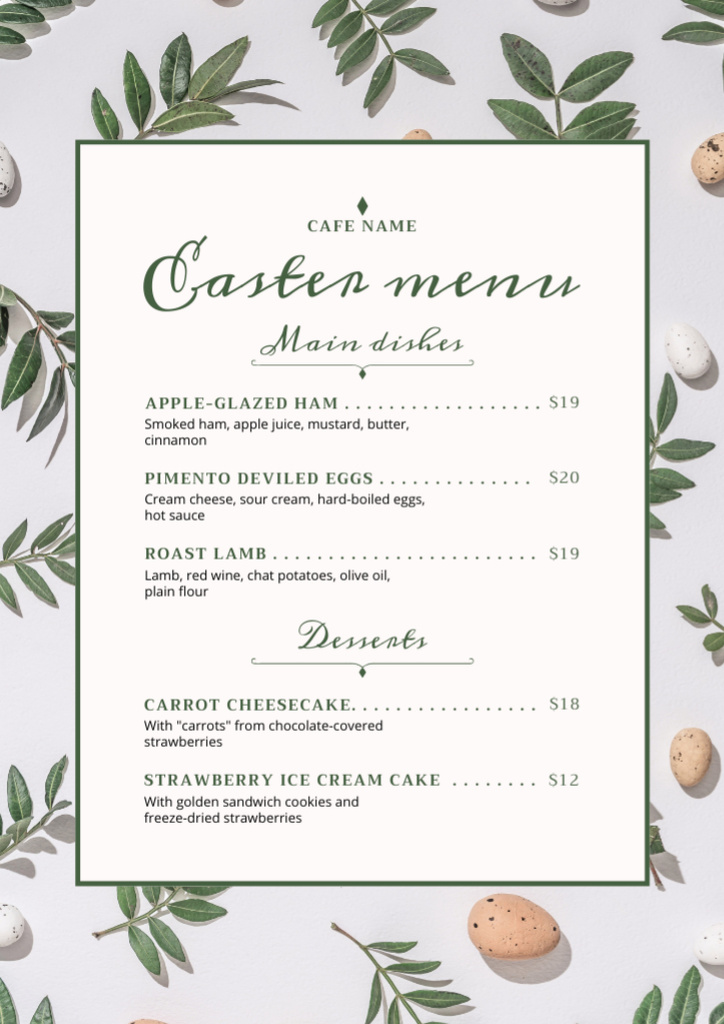 Template di design Easter Offer of Main Dishes and Desserts Menu