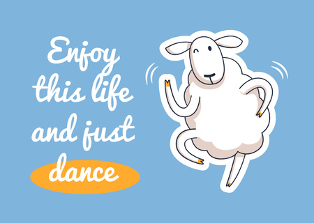 Inspirational Phrase with Cute Sheep Card Design Template