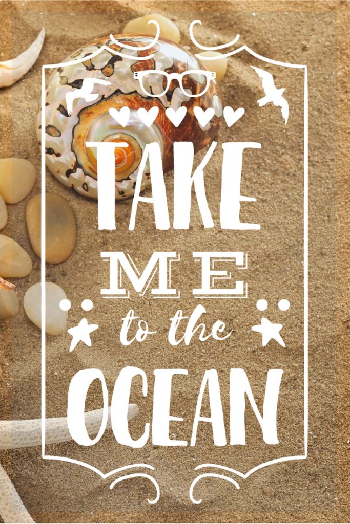Vacation Theme Shells on Sandy Beach Tumblr Šablona návrhu
