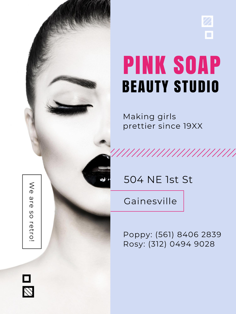 Hair Studio Ad with Attractive Woman Poster US Design Template