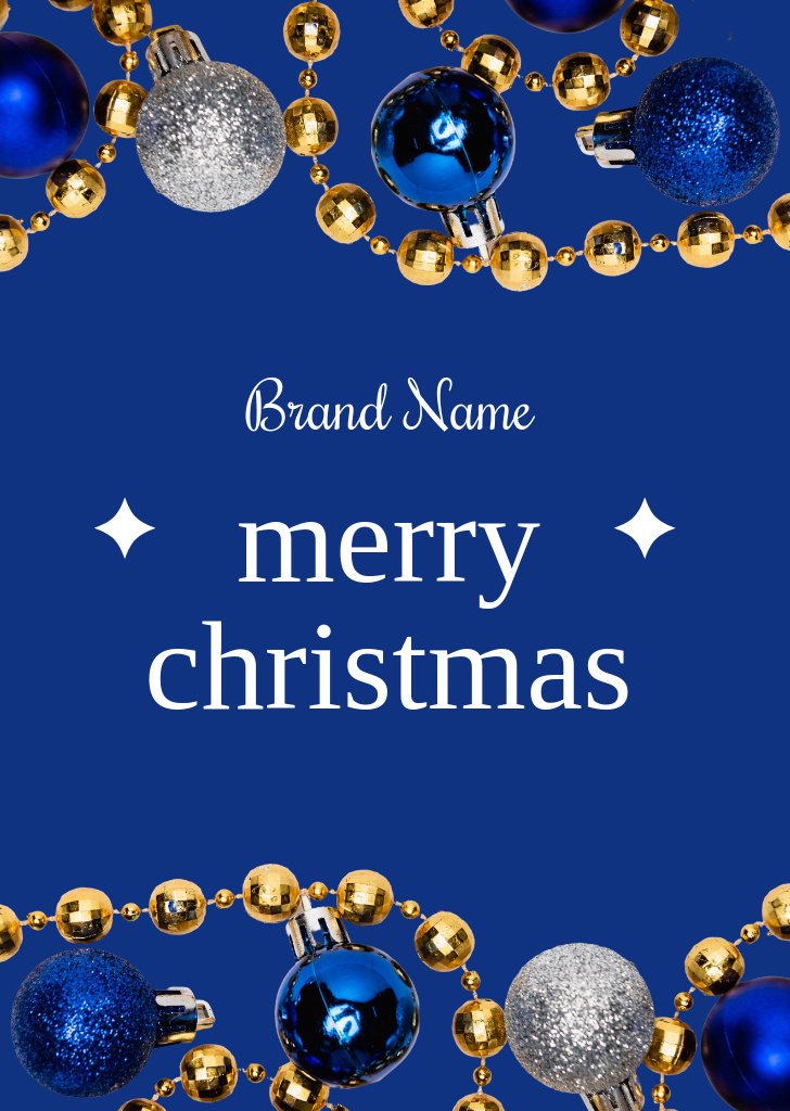 Christmas Greeting with Beautiful Decoration Accessories Postcard A6 Vertical – шаблон для дизайну