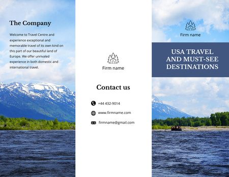 Travel Tour to USA with Mountain Lake Brochure 8.5x11in Design Template