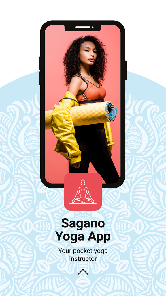 Designvorlage Sports Woman with Yoga mat für Instagram Story