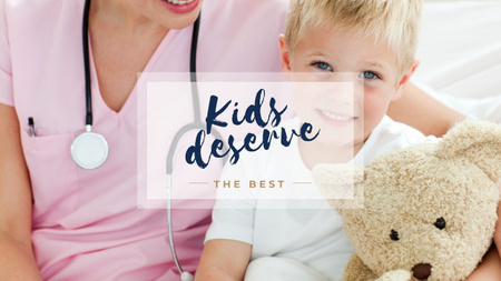 Kids Healthcare with Pediatrician Examining Child Youtube Design Template