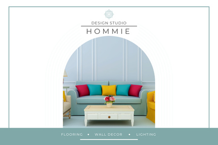 Ontwerpsjabloon van Poster 24x36in Horizontal van Design Studio Offer with Modern Colorful Interior