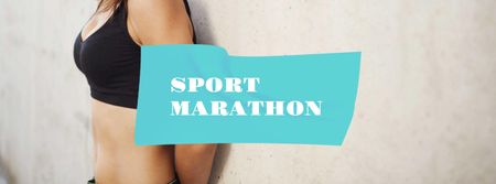 Ontwerpsjabloon van Facebook cover van Sport Marathon Ad with Fit Female Body