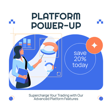 Power-up Stock Trading Platform with Discount Instagram Design Template