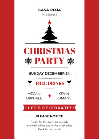 Christmas Party Invitation with Deer and Tree Flayer Design Template