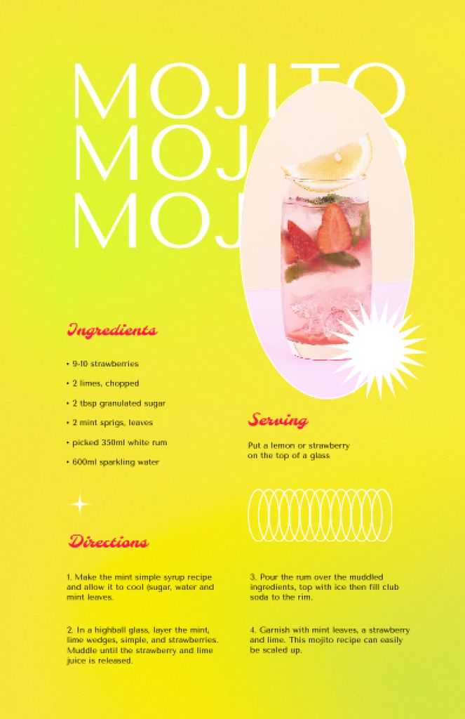 Delicious Fruits Mojito Beverage Recipe Card Πρότυπο σχεδίασης