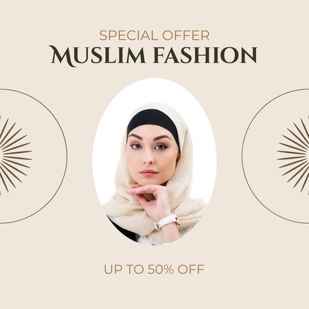 Muslim Fashion Collection With Discount Announcement Instagram Design Template