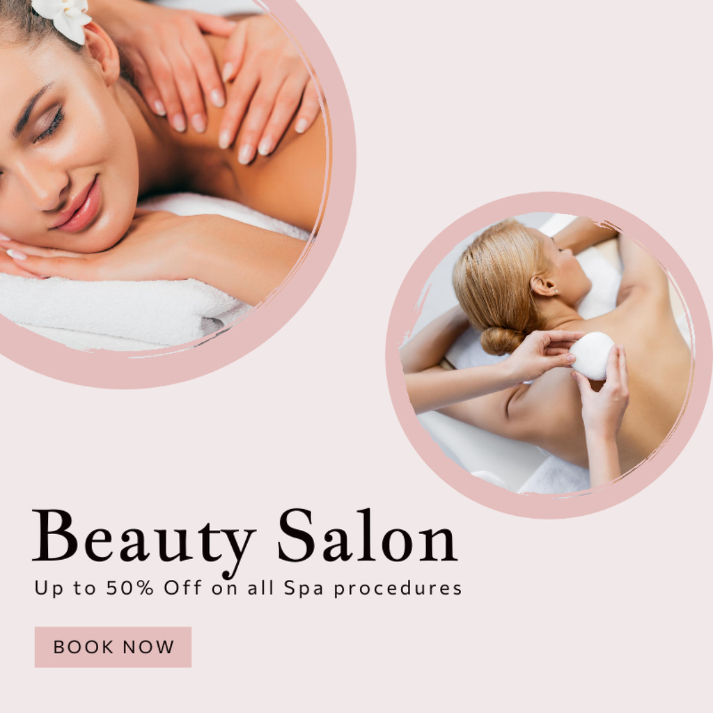 Beauty and Spa Salon Ad with Woman Social media Πρότυπο σχεδίασης