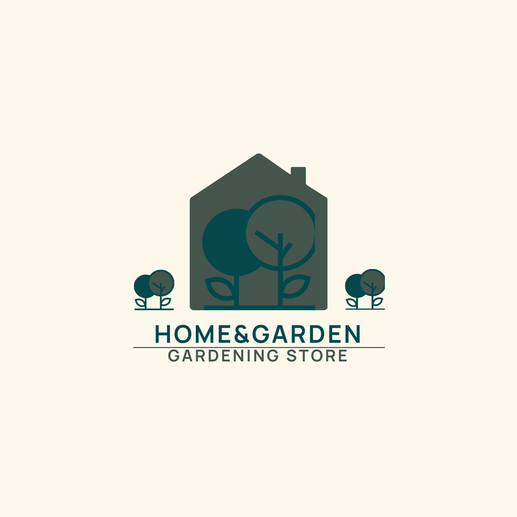 Gardening Services with House Illustration Logo 1080x1080pxデザインテンプレート